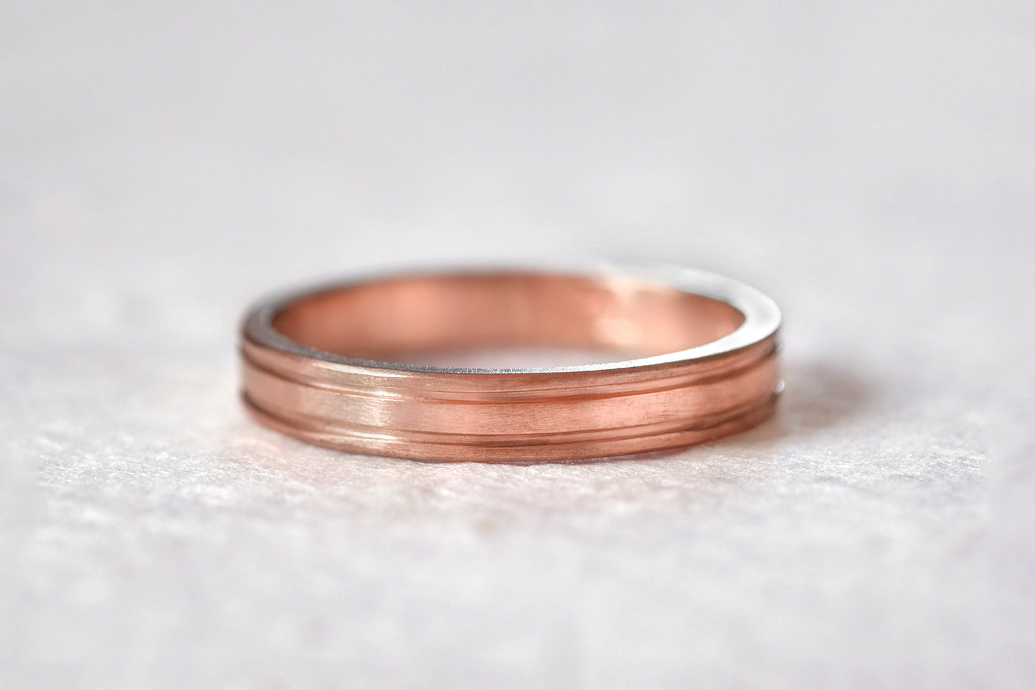 טבעת נישואין זהב אדום שני פסים