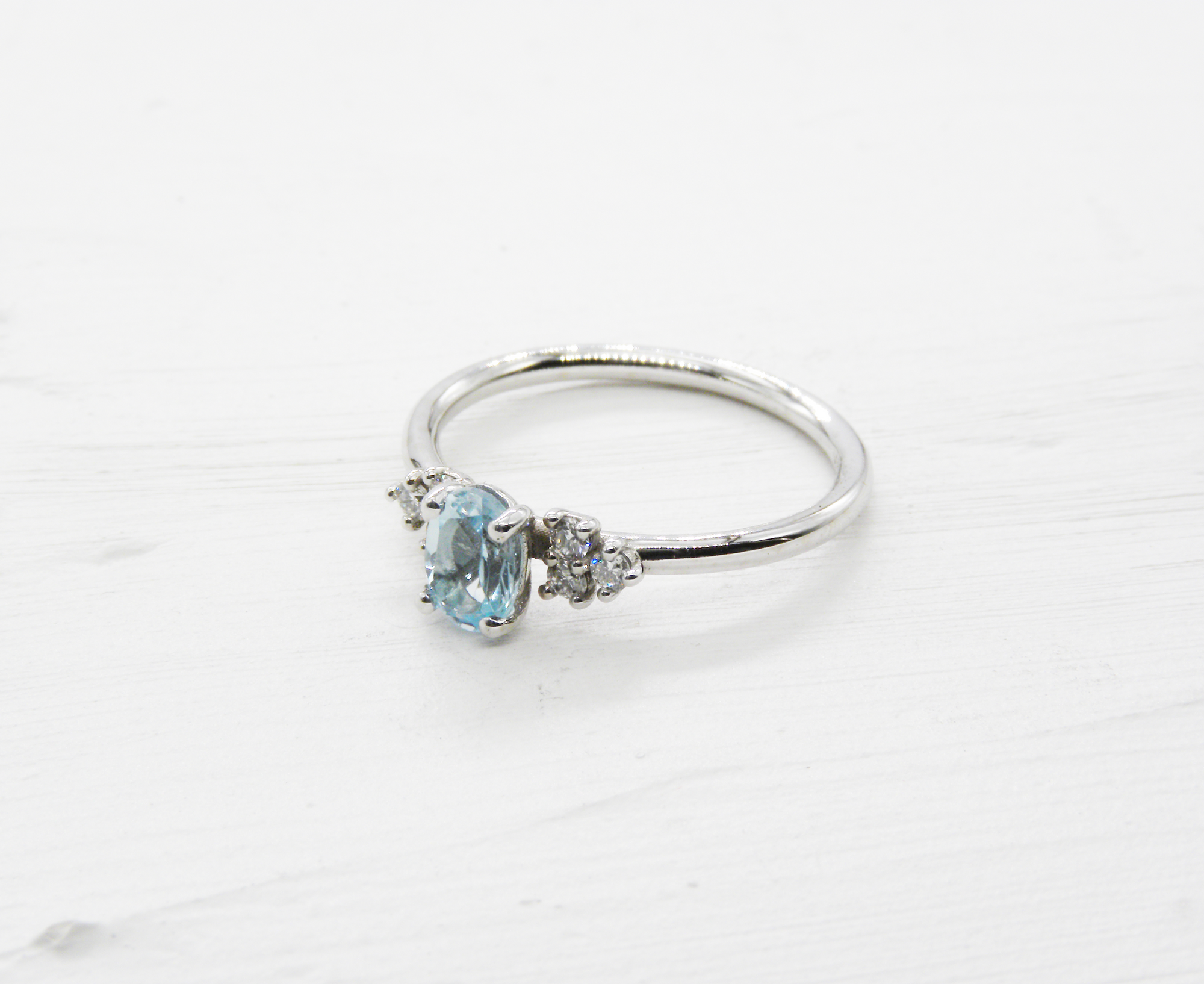 Blue Topaz and Diamond White Gold Ring