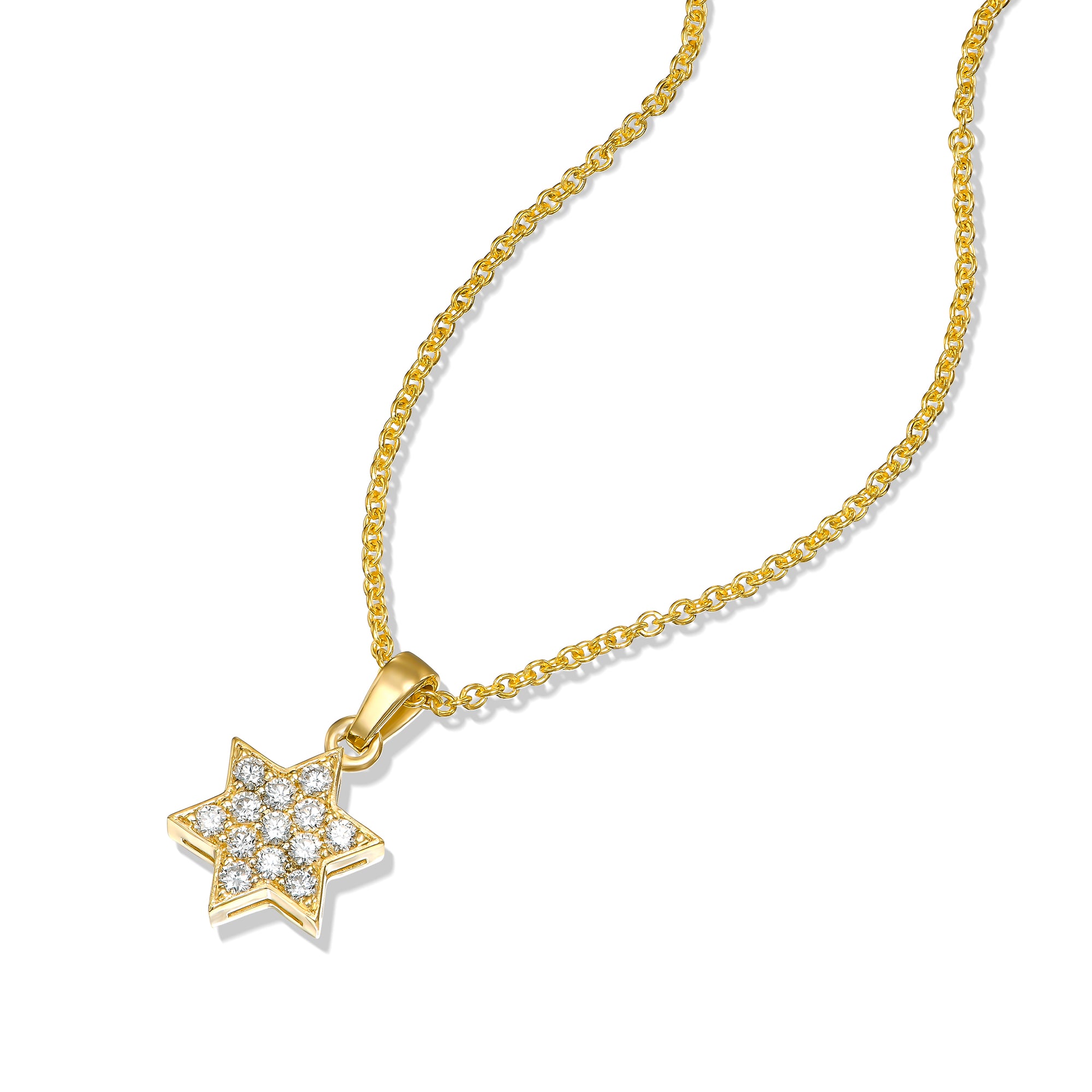 Gold Star of David Necklace With Diamonds