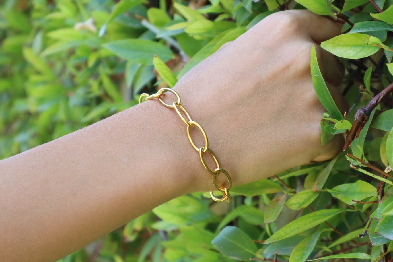 Large Gold Oval Links Bracelet