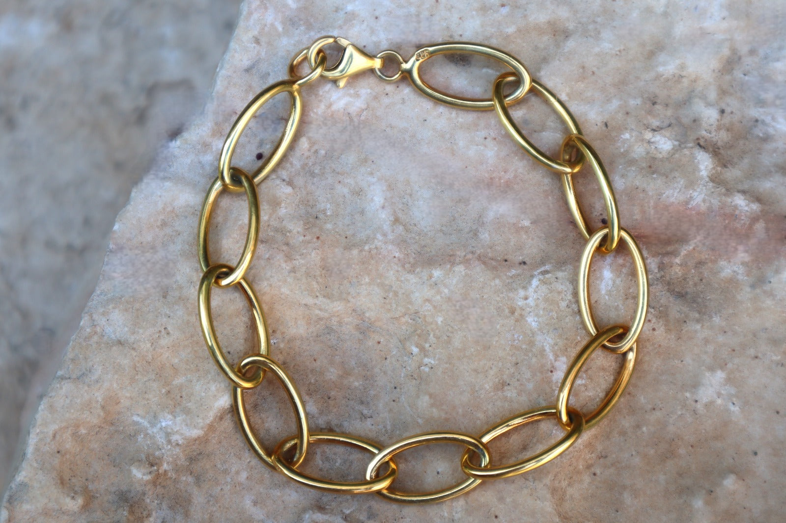 Large Gold Oval Links Bracelet