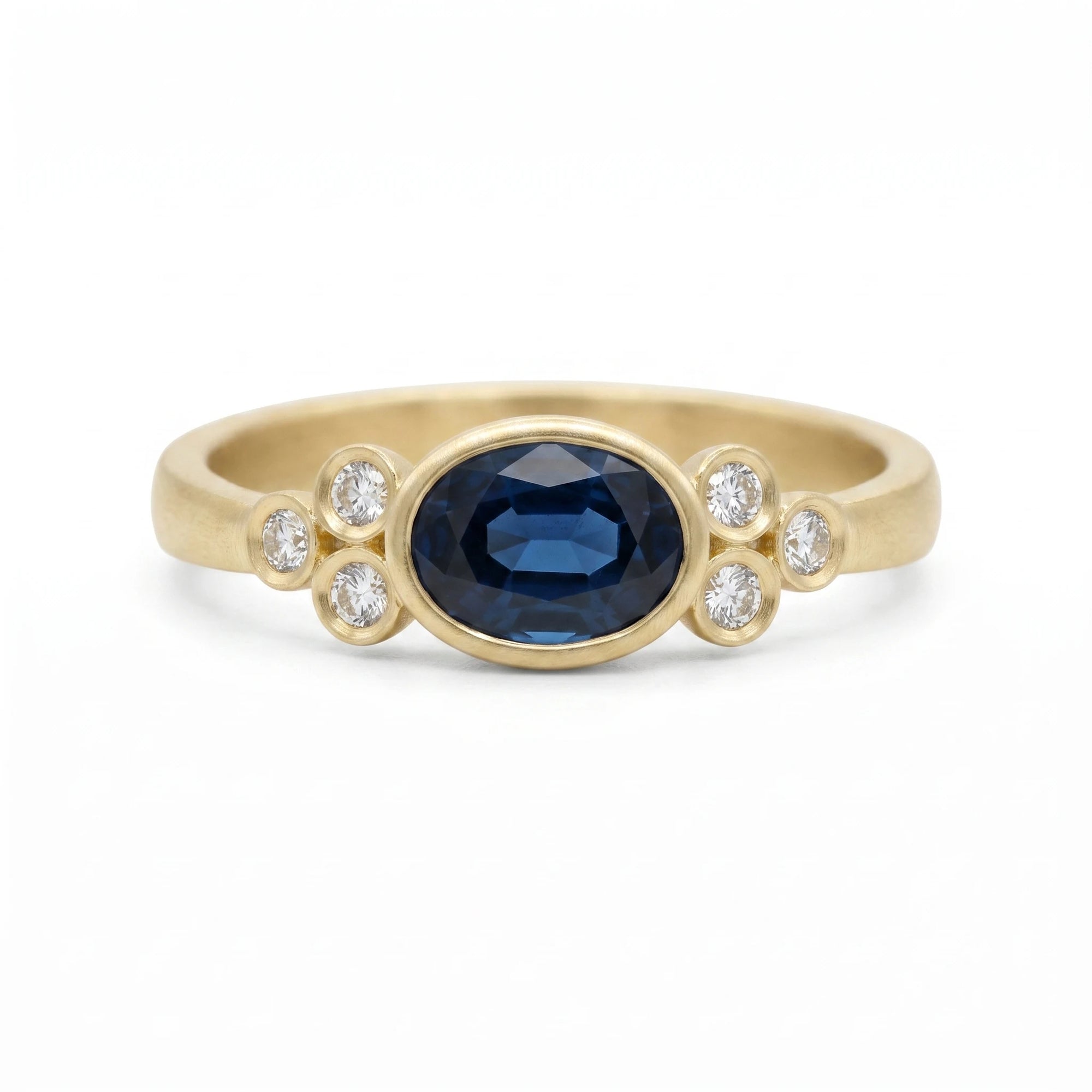 Oval Sapphire Gold Ring with Diamond Accents