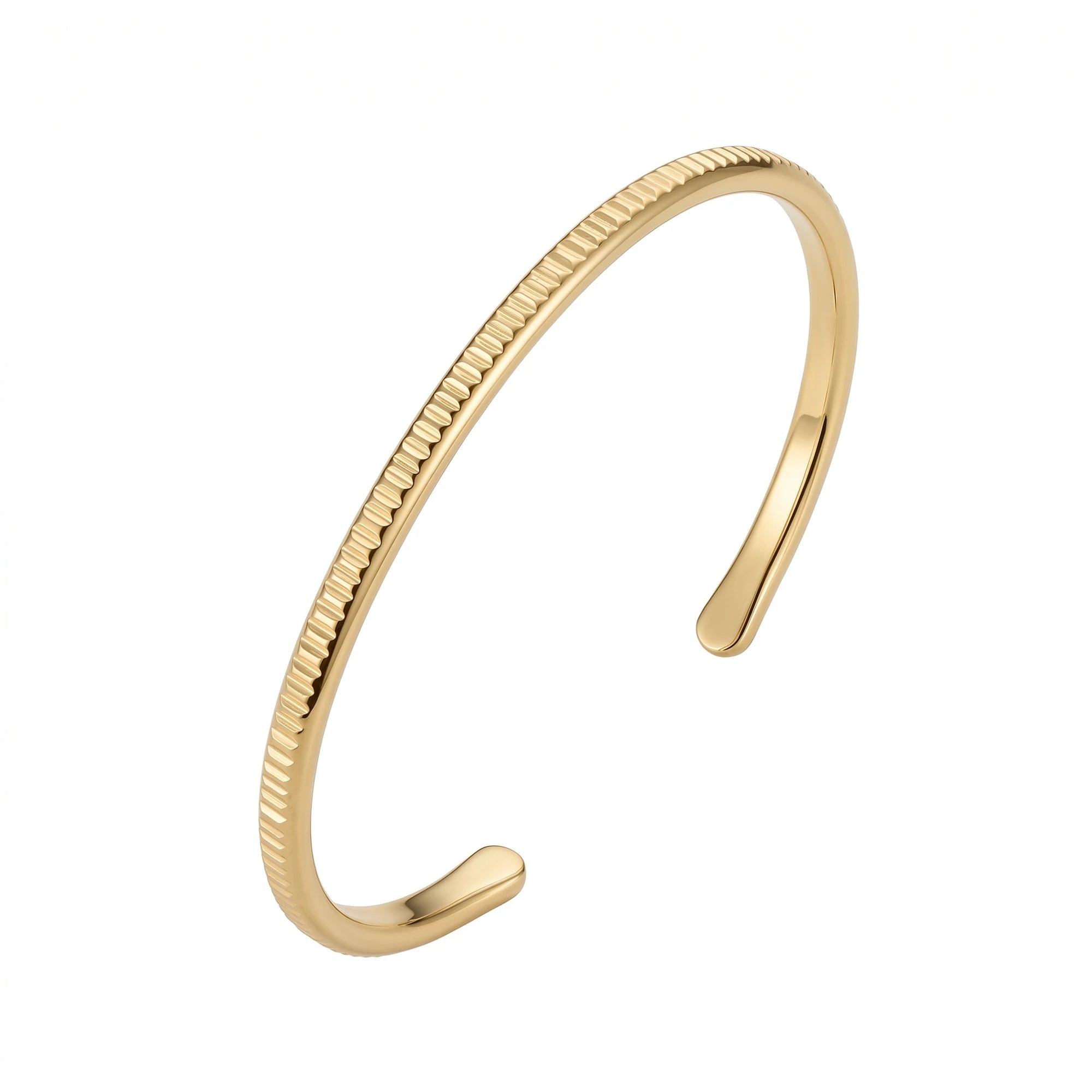 Grooved Gold Cuff Bracelet