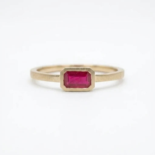 Emerald-Cut Ruby Gold Ring