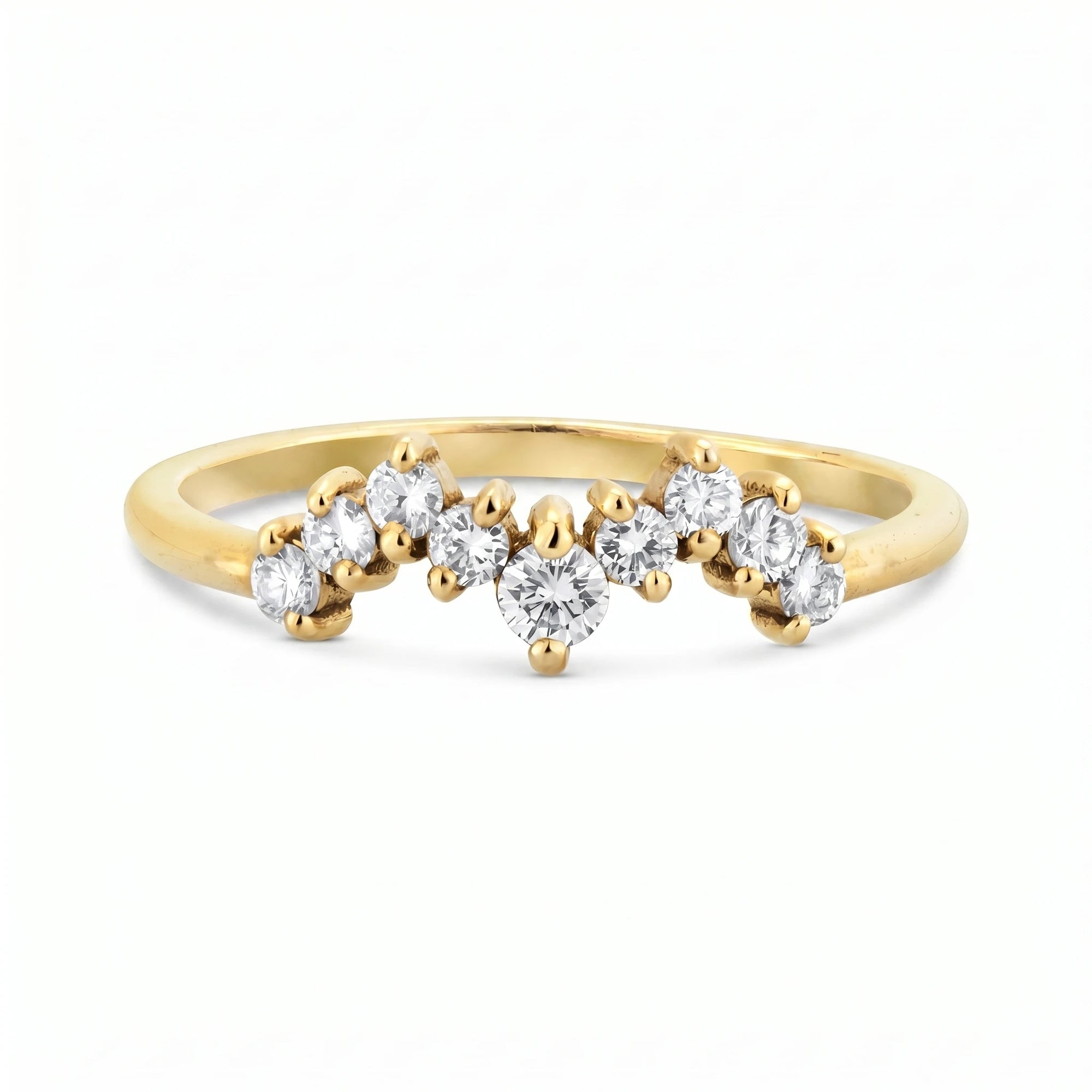 14 K Yellow Gold Asymmetric Diamond Band