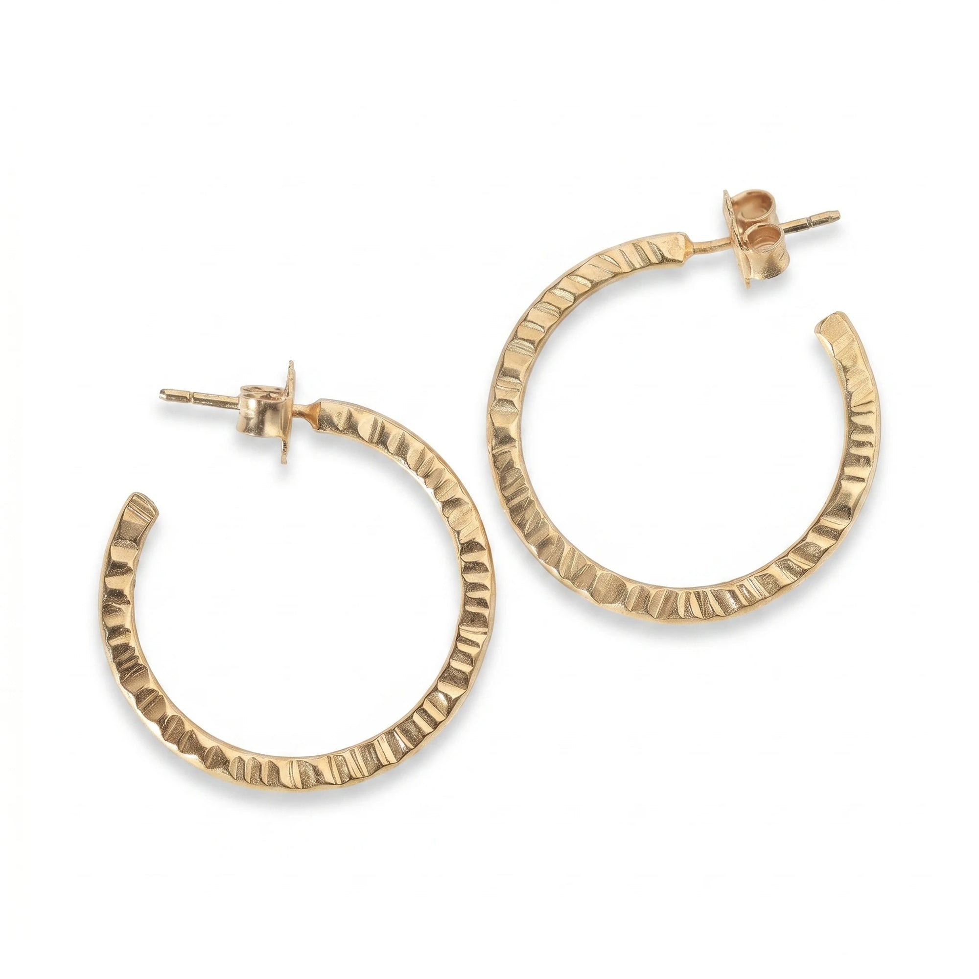 Fluted Gold Hoop Earrings