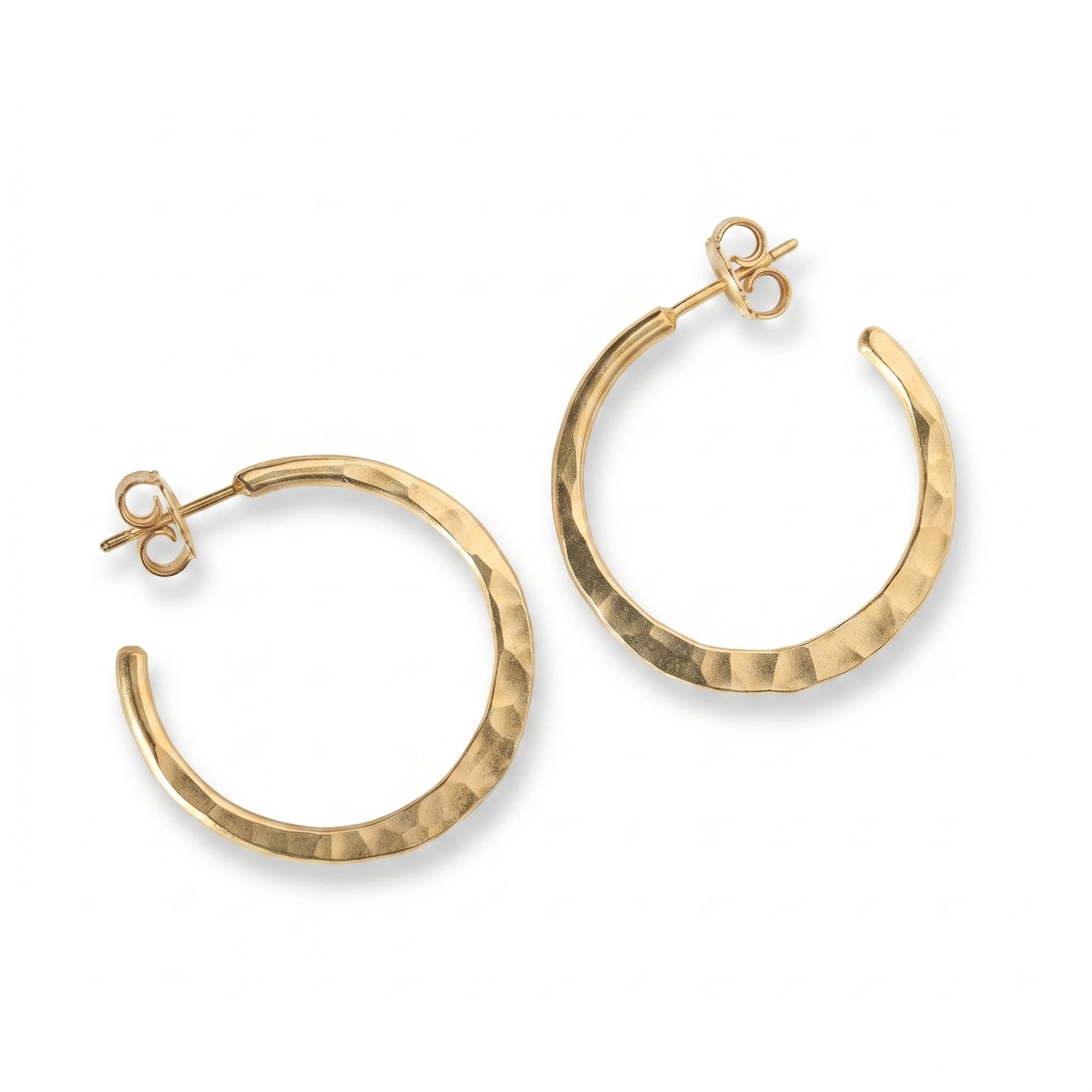 Large Hammered Gold Hoop Earrings