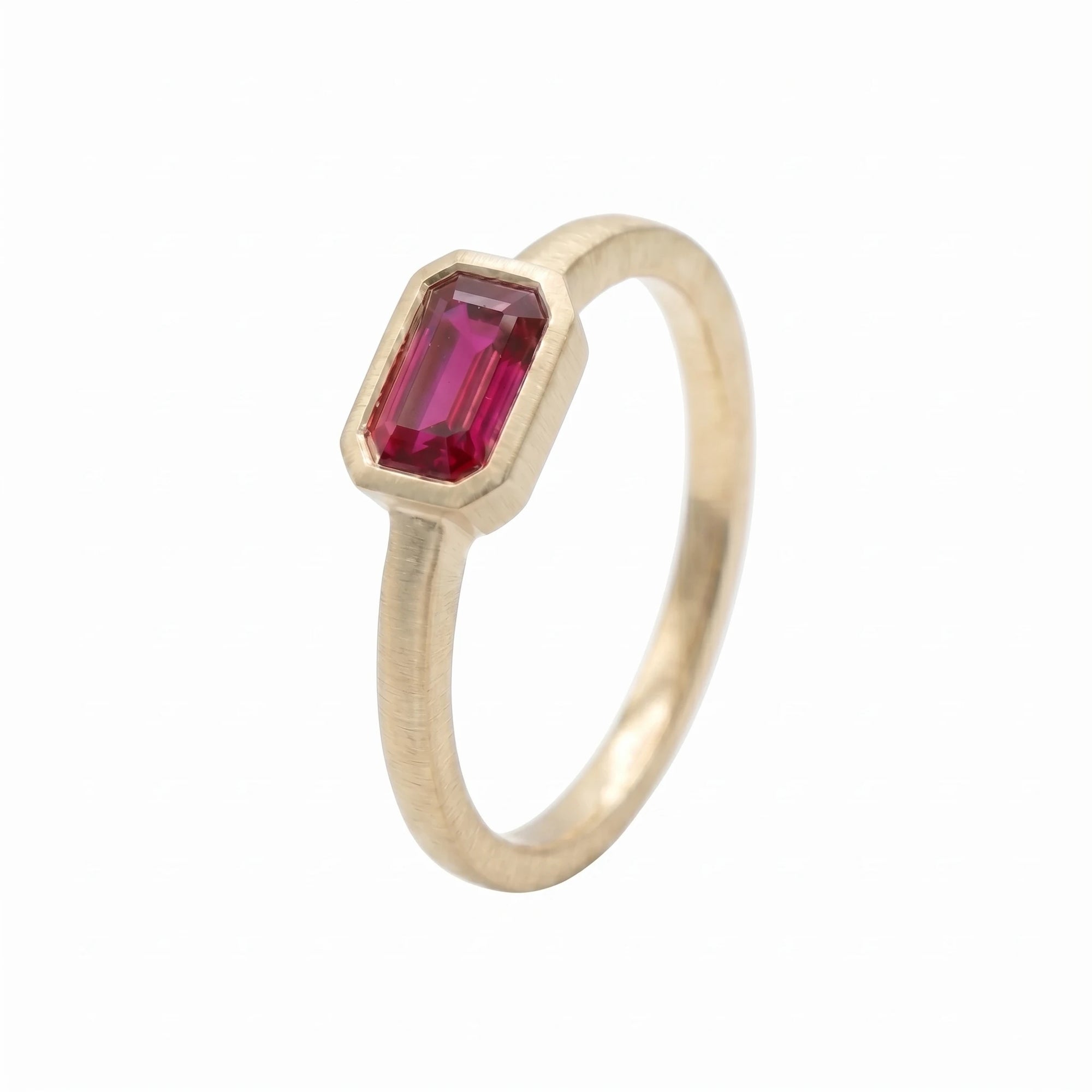 Emerald-Cut Ruby Gold Ring