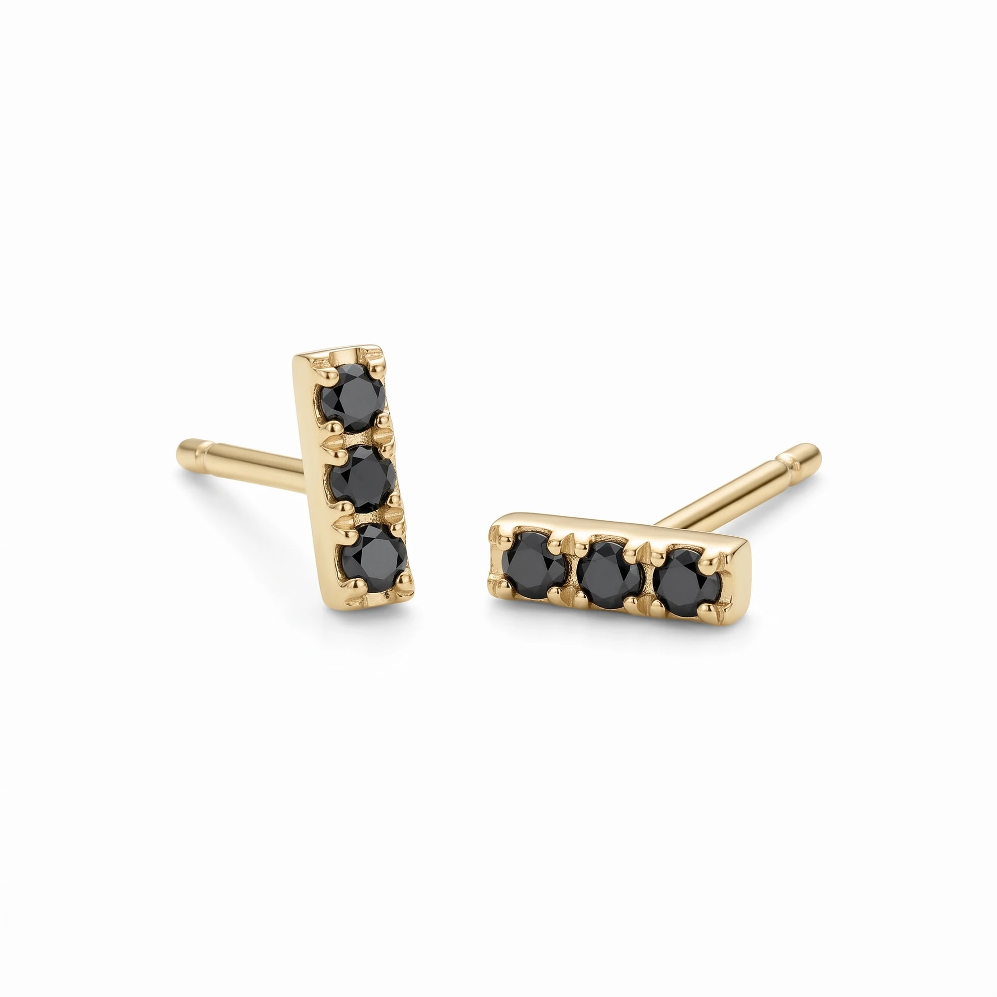 Black Diamond Bar Earrings