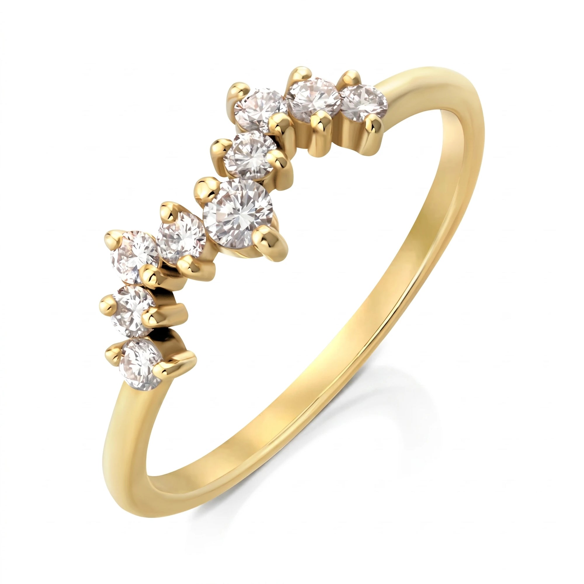 14 K Yellow Gold Asymmetric Diamond Band