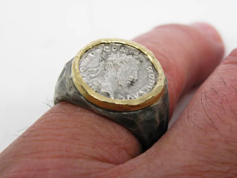Silver Roman Coin  Men's Ring