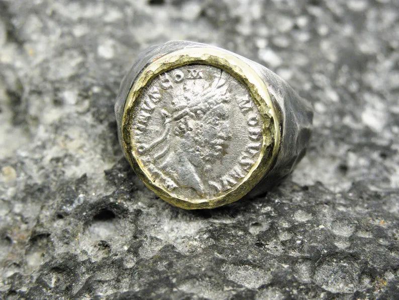 Silver Roman Coin  Men's Ring
