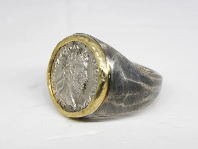 Silver Roman Coin  Men's Ring