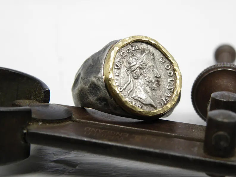 Silver Roman Coin  Men's Ring