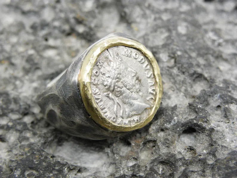 Silver Roman Coin  Men's Ring