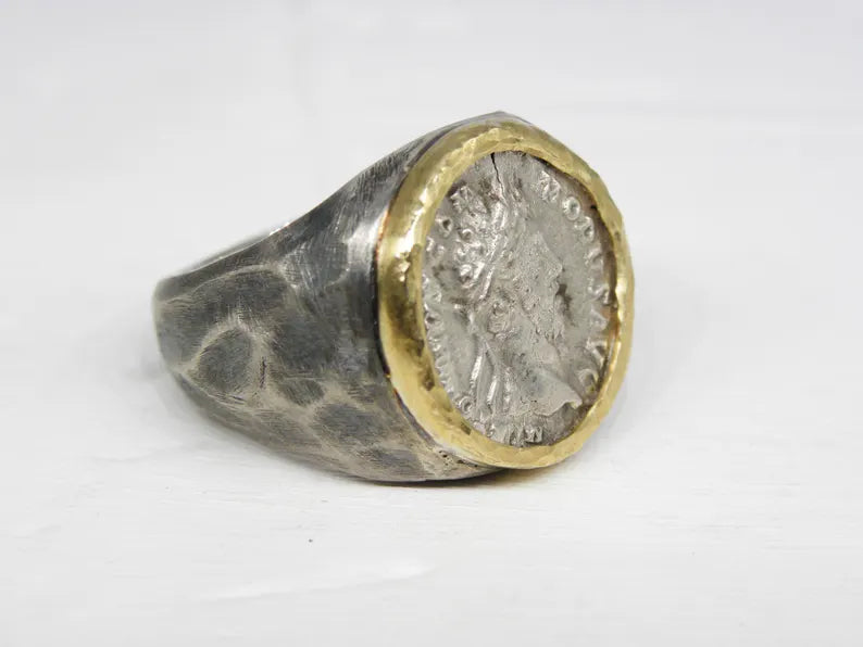Silver Roman Coin  Men's Ring