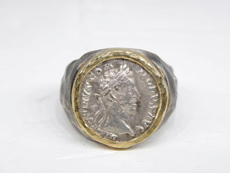 Silver Roman Coin  Men's Ring