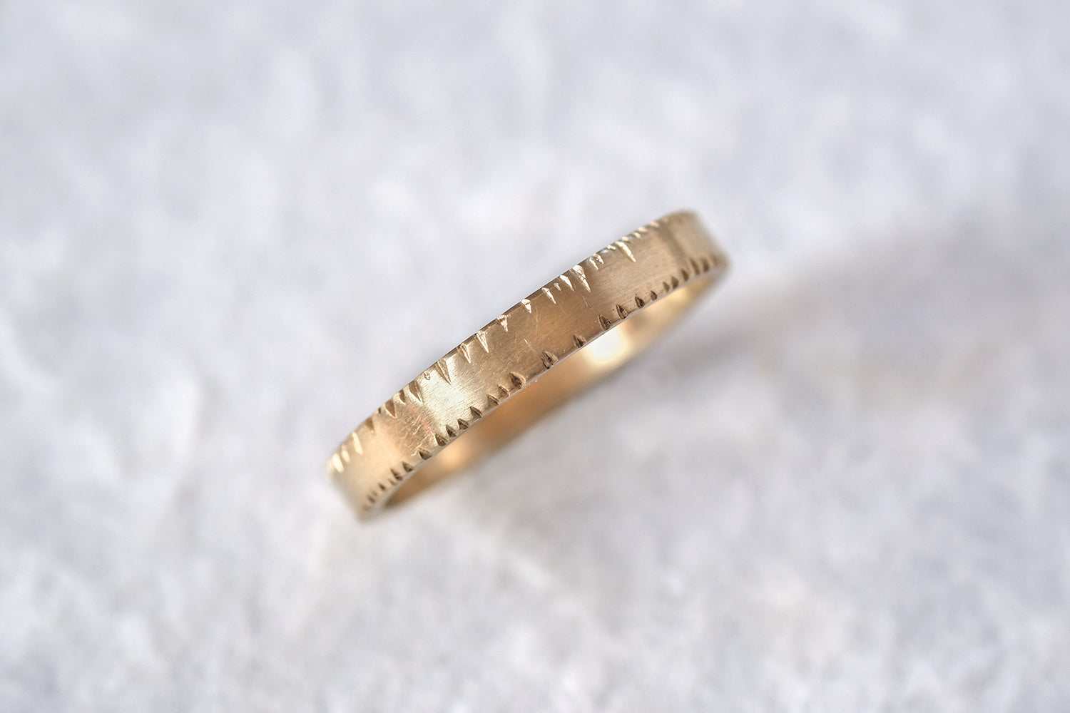 Top And Bottom Etched Gold Wedding Band