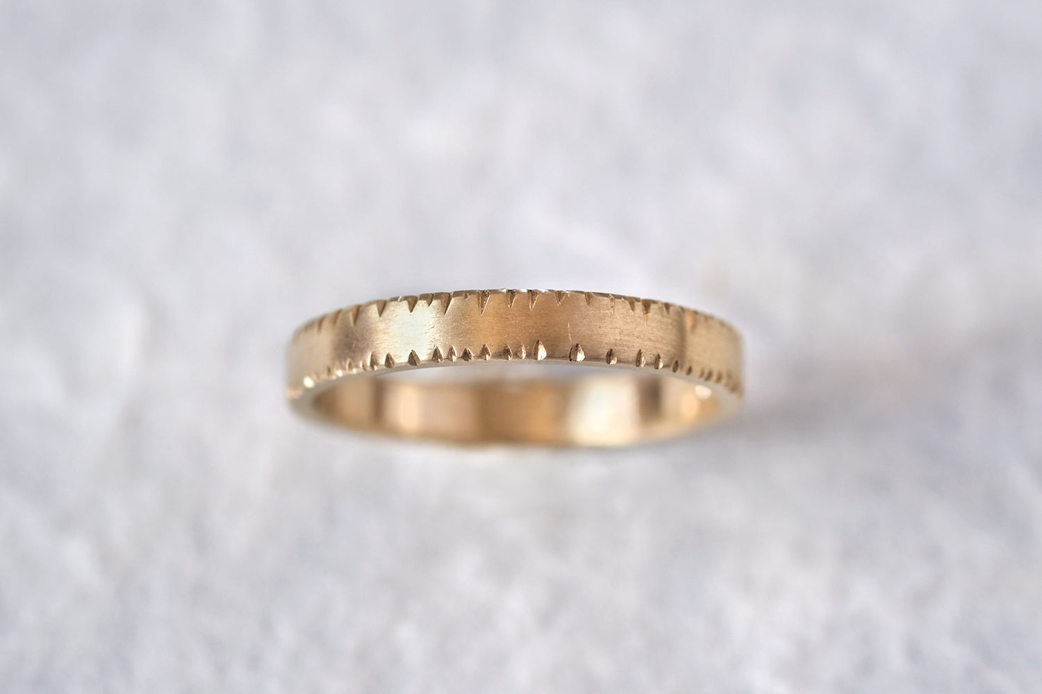Top And Bottom Etched Gold Wedding Band