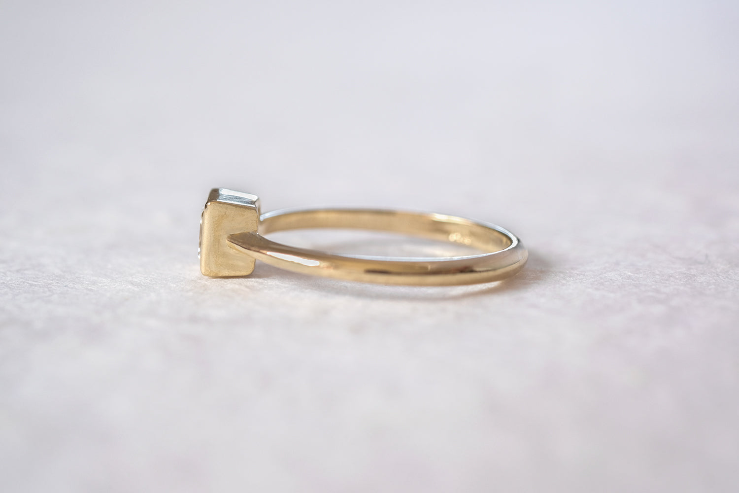 Princess Cut Engagement  Gold Ring