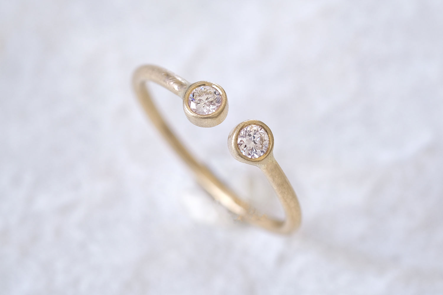 Open Gold Engagement Ring Set With A Pair Of Diamonds