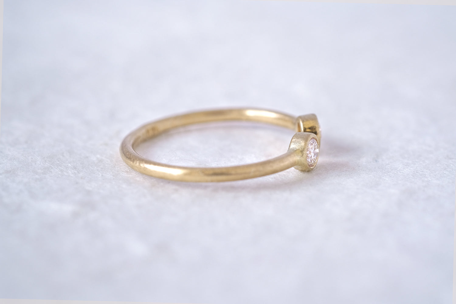 Open Gold Engagement Ring Set With A Pair Of Diamonds
