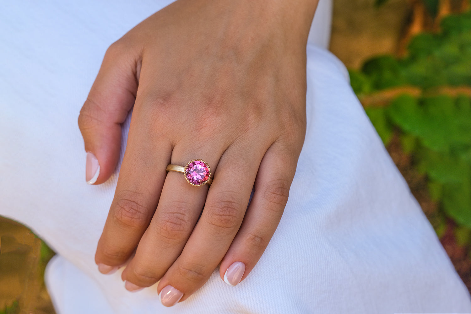 Gold Ring With Pink Topaz