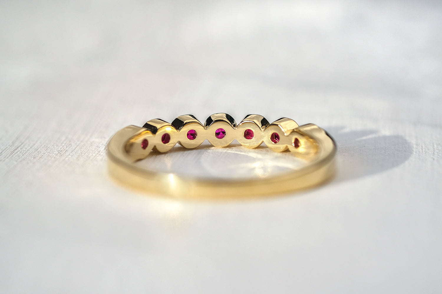 Half Eternity Gold Ring Set With Rubies