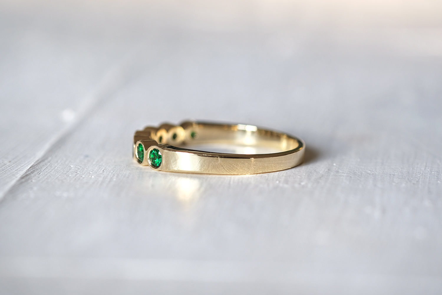 Half Eternity Gold Ring Set With Tsavorites