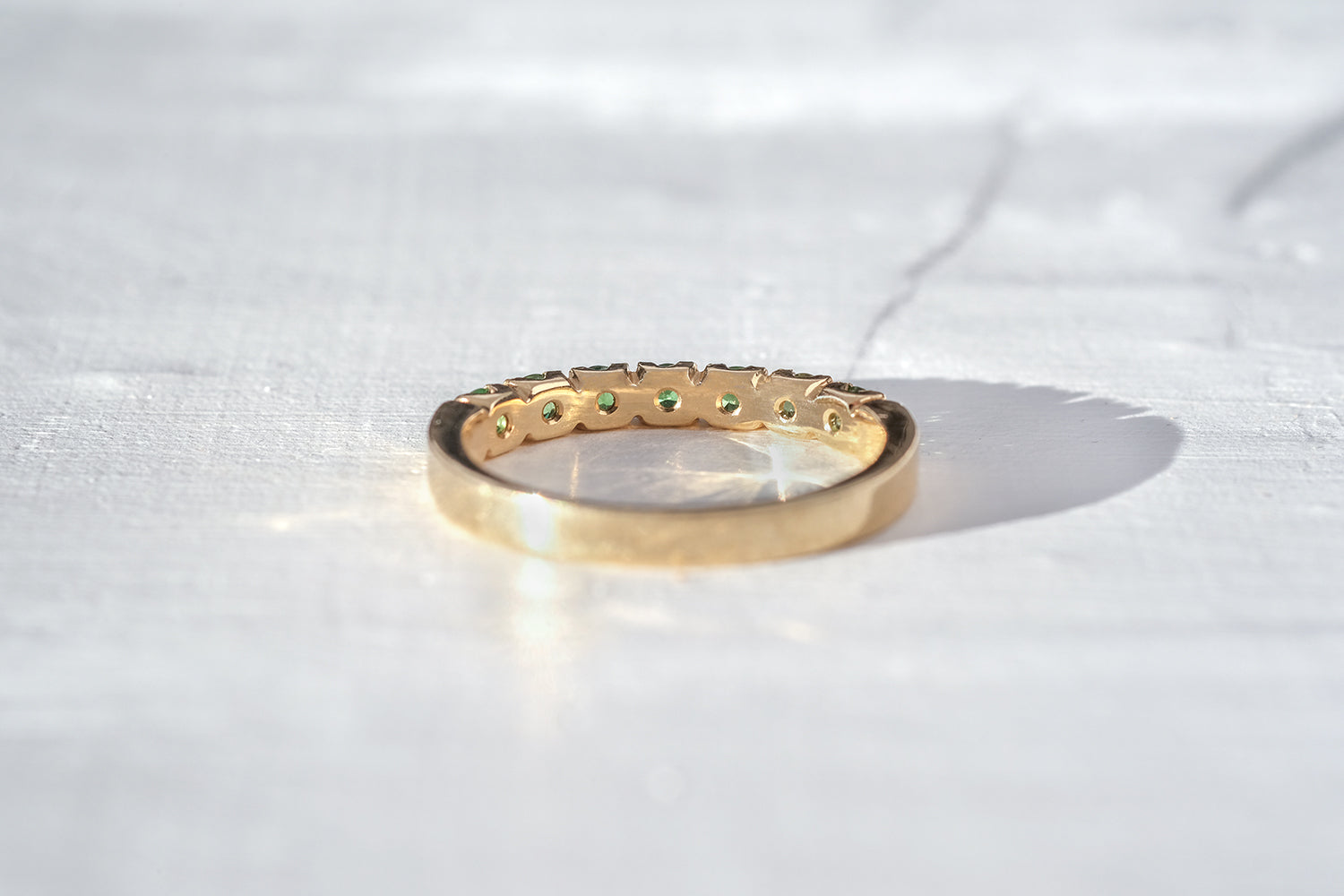 Half Eternity Gold Ring Set With Tsavorites