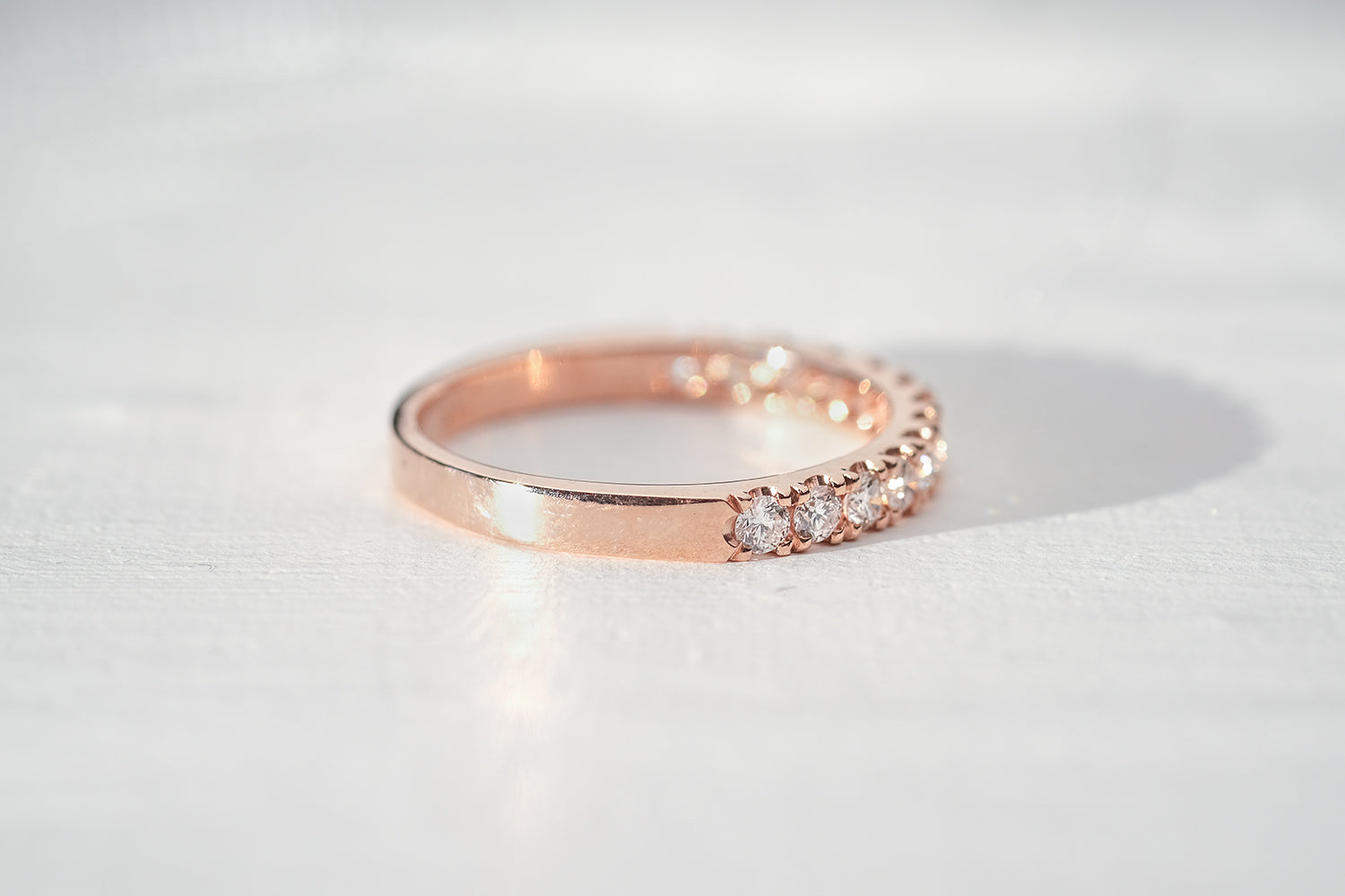 Half Eternity Rose Gold Engagement Ring 
