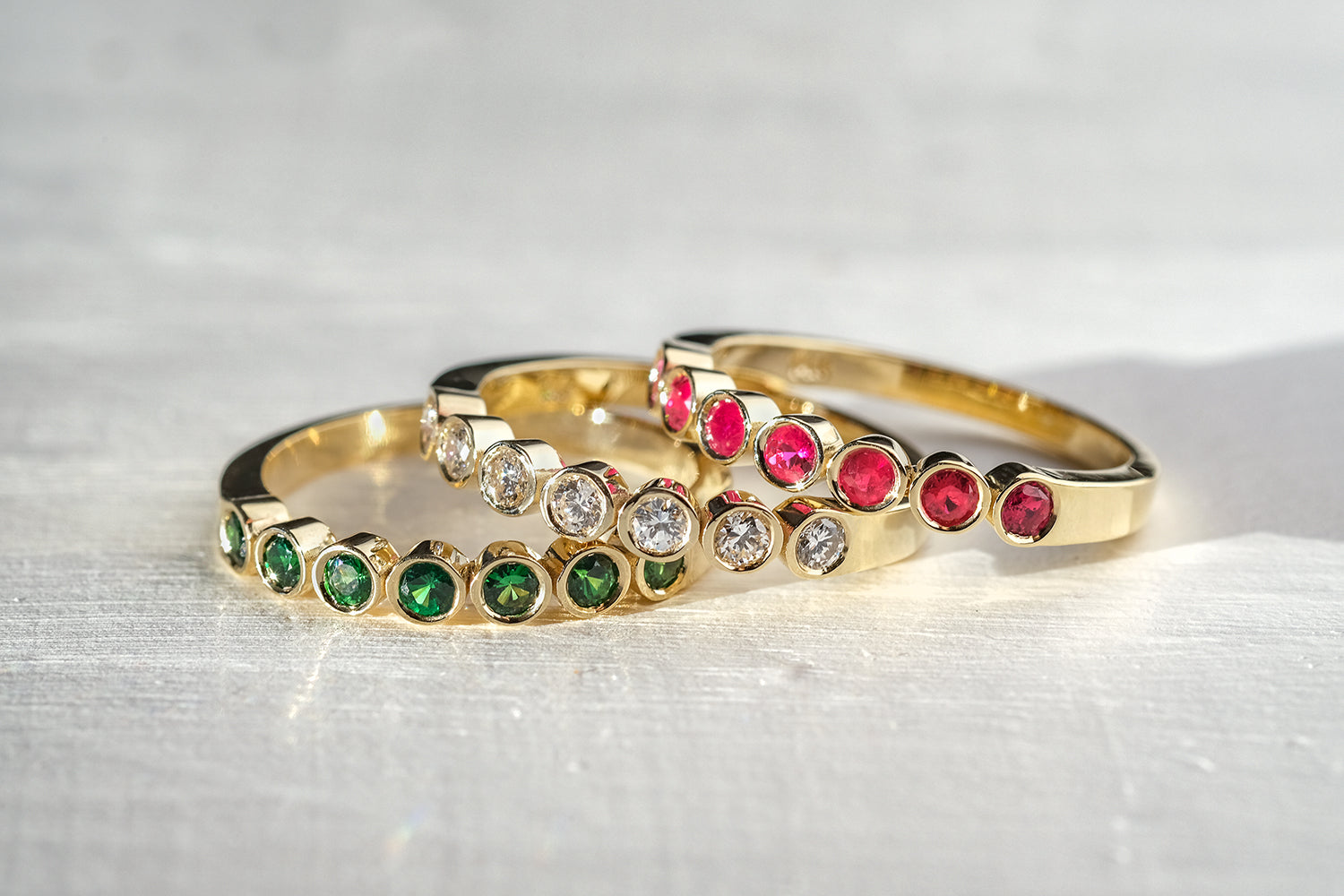 Half Eternity Gold Ring Set With Rubies