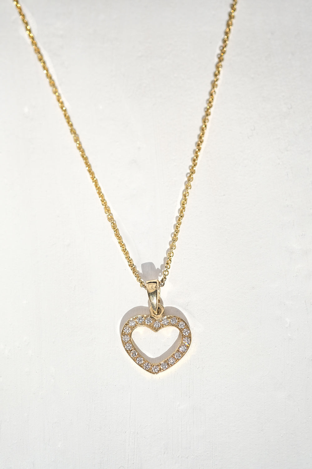 Gold Heart Necklace With Diamonds