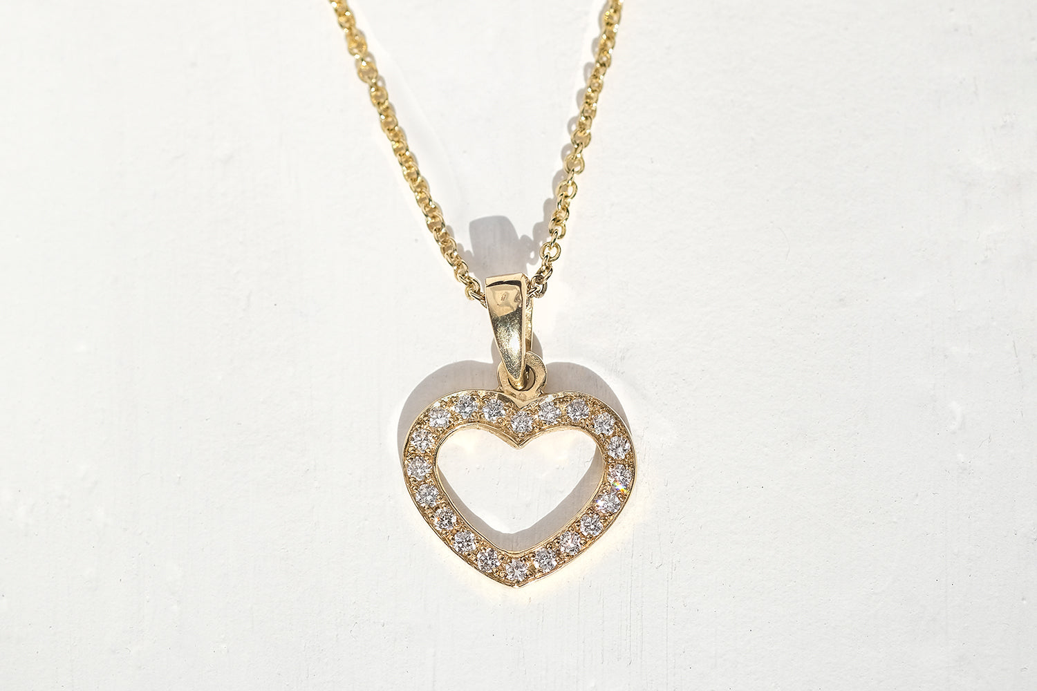 Gold Heart Necklace With Diamonds