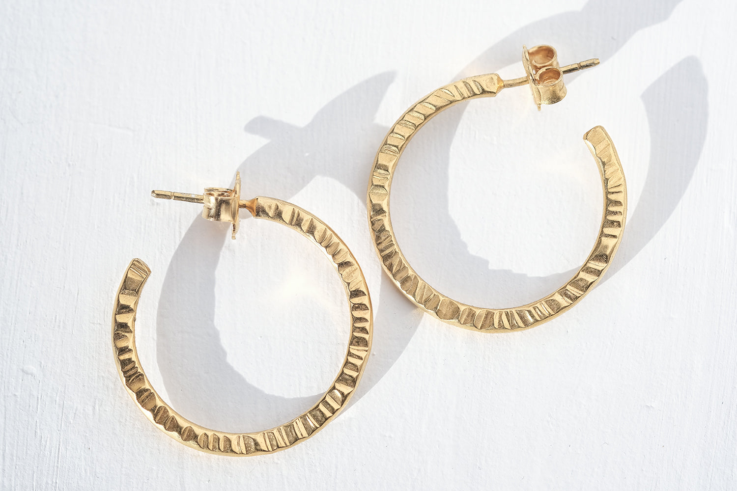 Engraved Gold Hoop Earrings