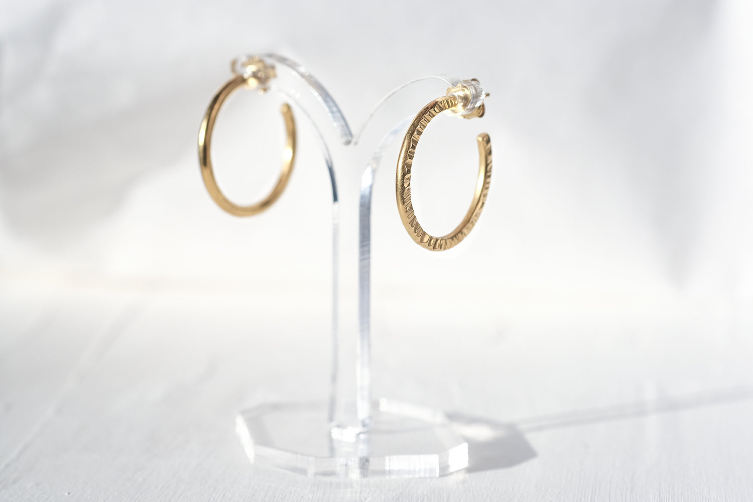 Engraved Gold Hoop Earrings