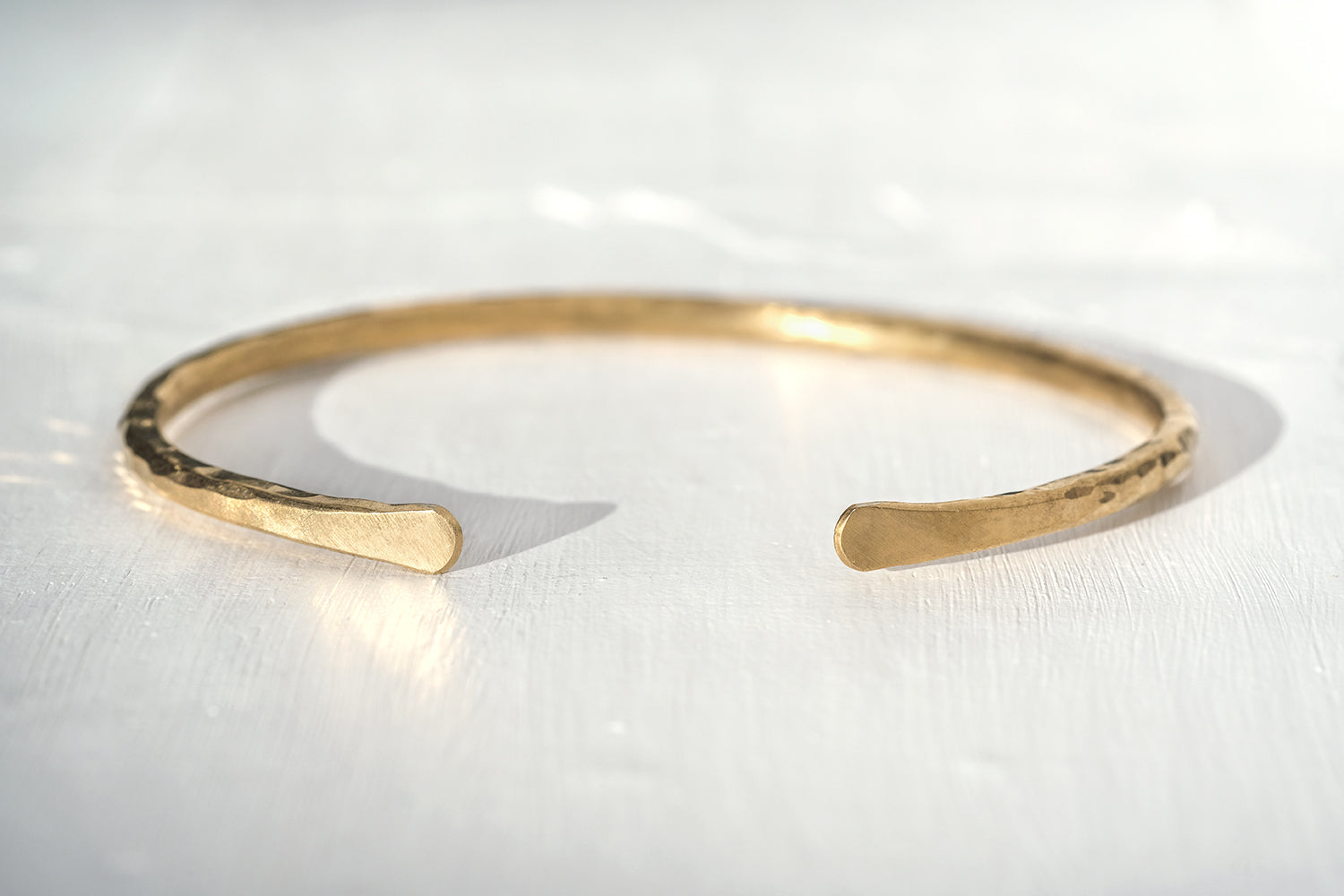 Gold Bracelet For Men - Thin and Hammered