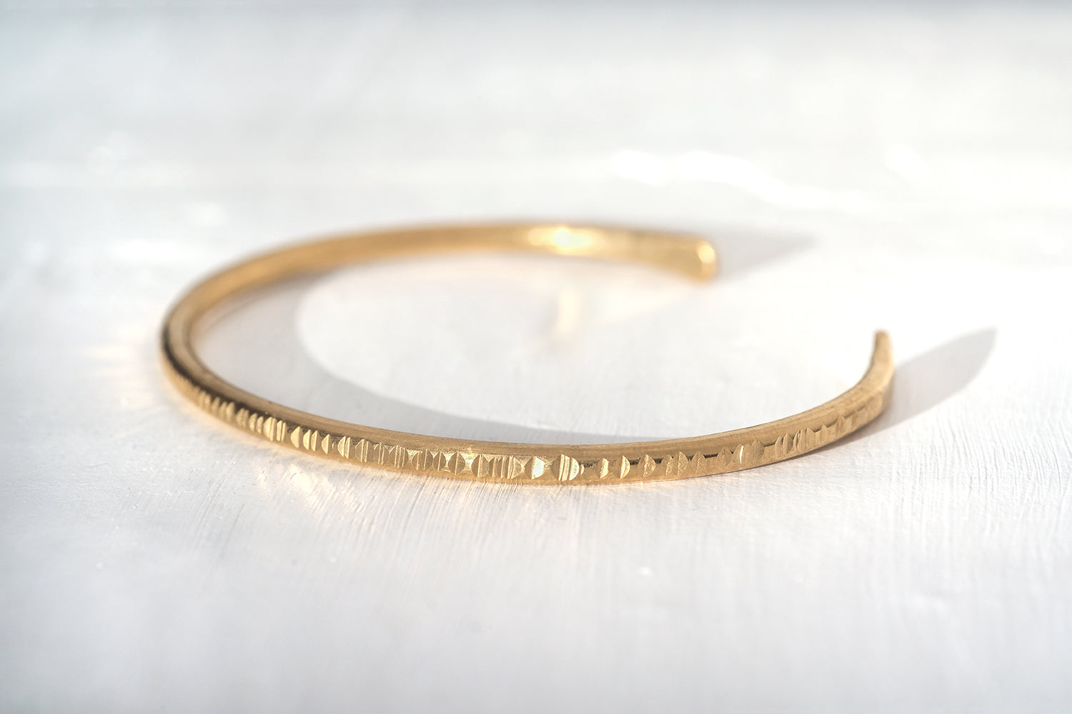 Thin Gold Bracelet For Men - With Grooves