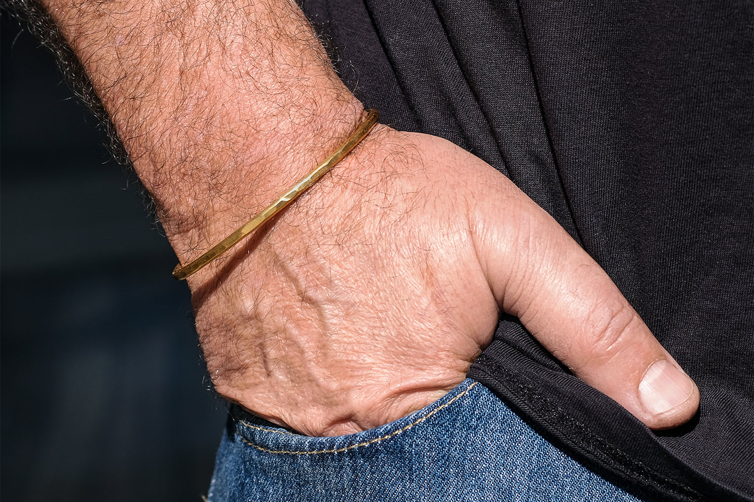 Thin Gold Bracelet For Men - Rectangular Design