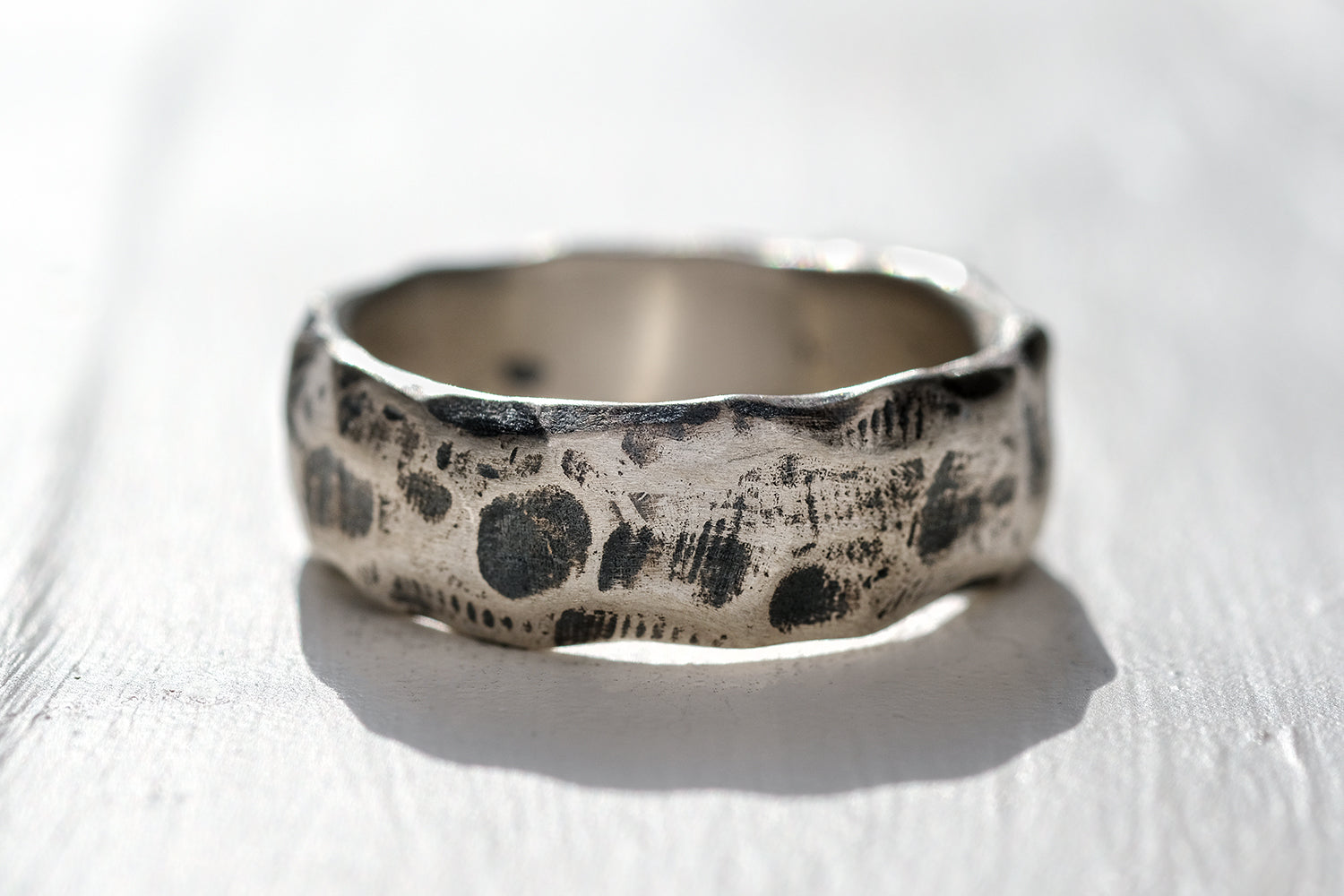 Silver Ring For Men - Rough Hammered Finish