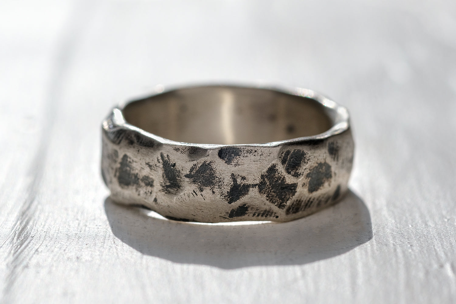 Silver Ring For Men - Rough Hammered Finish